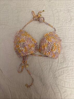 Push Up Bikini Top with Gold Flower Charms